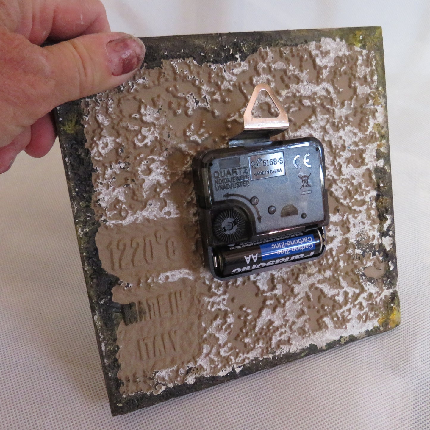 Unique Handmade Eclipse Metallic Gold and Black Pour Paint Clock on Habitat Tile, 6x6 Inch Art Decor