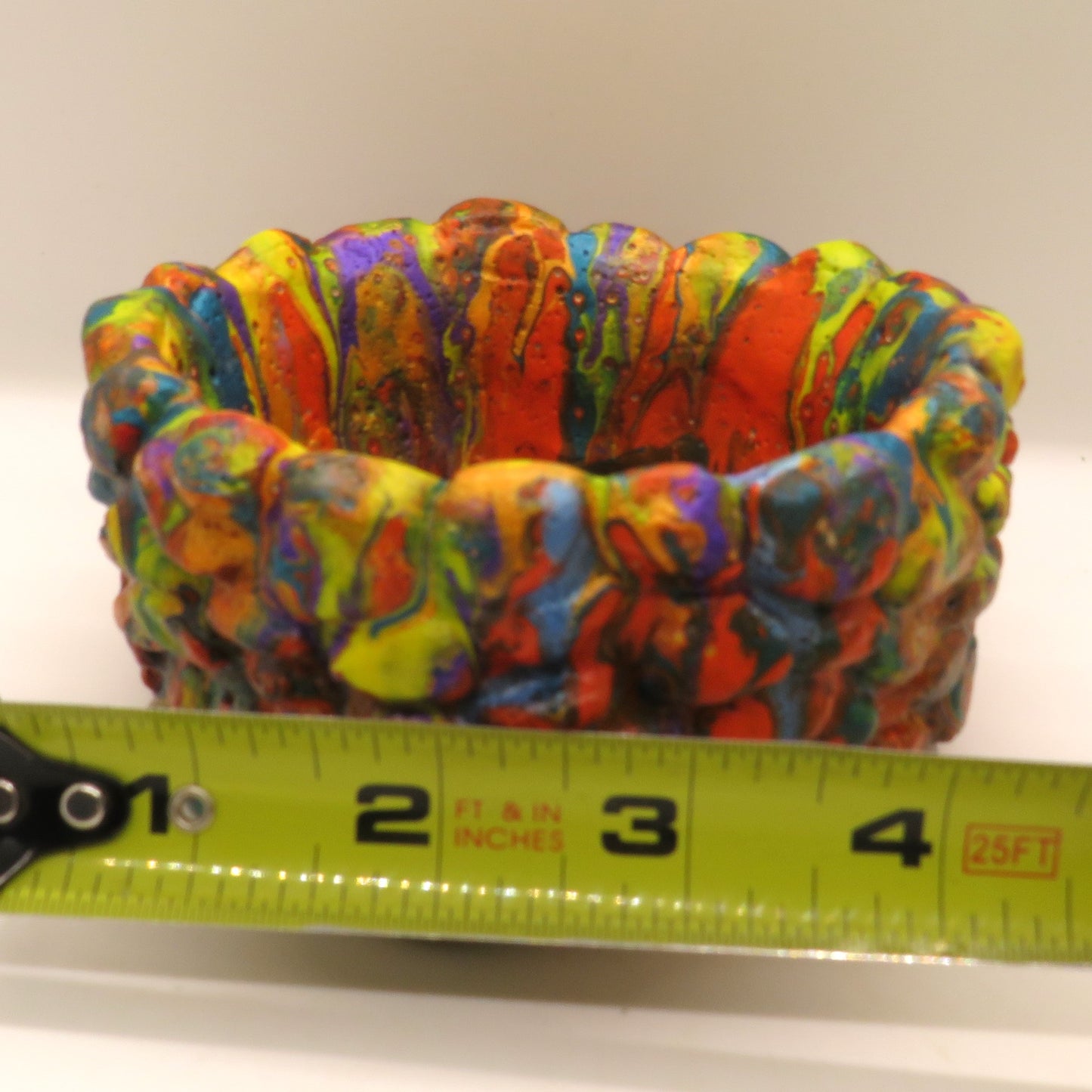 Handmade Acrylic Pour Cement Succulent Planter - Colorful Pebble Design - Customizable Colors