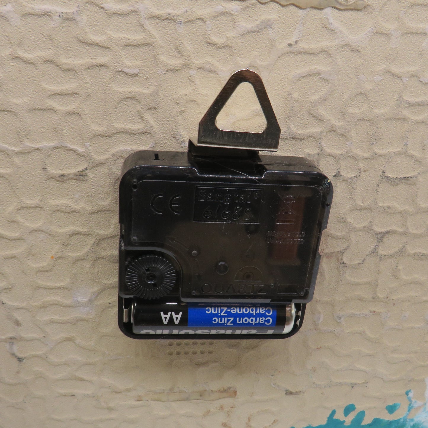 Handmade Teal Pour Paint Clock with Habitat Tile - Earth Day Art Decor 8x8 inches