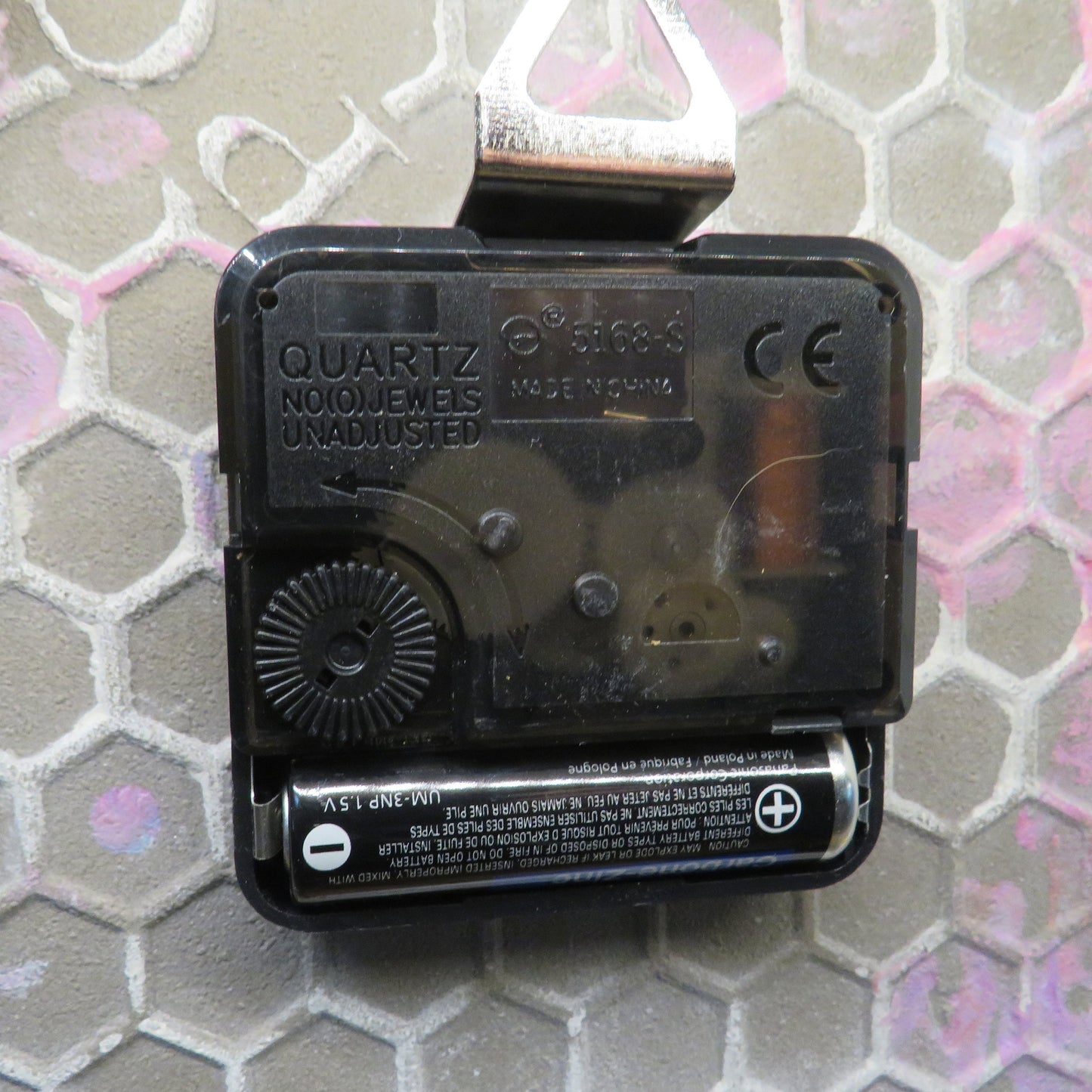 Handcrafted Pour-Painted Gold & Pink Ribbon Wall Clock - Eco-Friendly 6x6 Tile Clock - Unique Home Decor