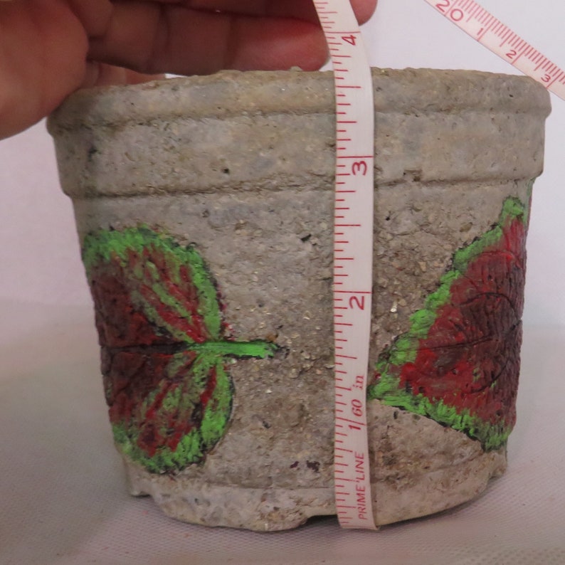 Rustic Handcrafted Hypertufa Planter with Coleus Leaf Impressions, Rich Red-Green, 4.5 Unique Garden Decor