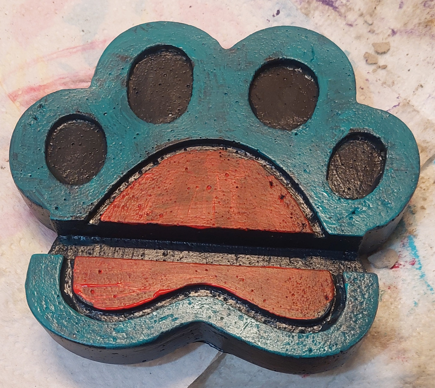 Handcrafted Paw Print Cement Phone or Card Holder - Multipurpose Desk Organizer for Pet Lovers