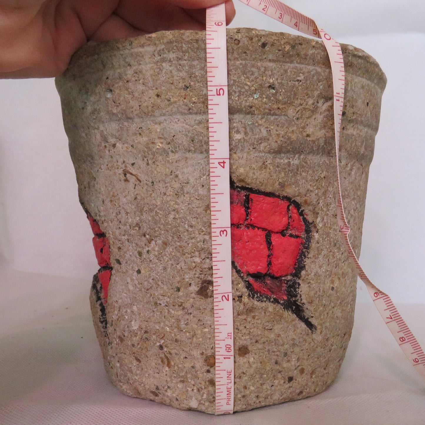 Unique Hypertufa Planter with Vintage Brick Design, Rustic 6.25 Hand-Carved Stone Pot for Plants