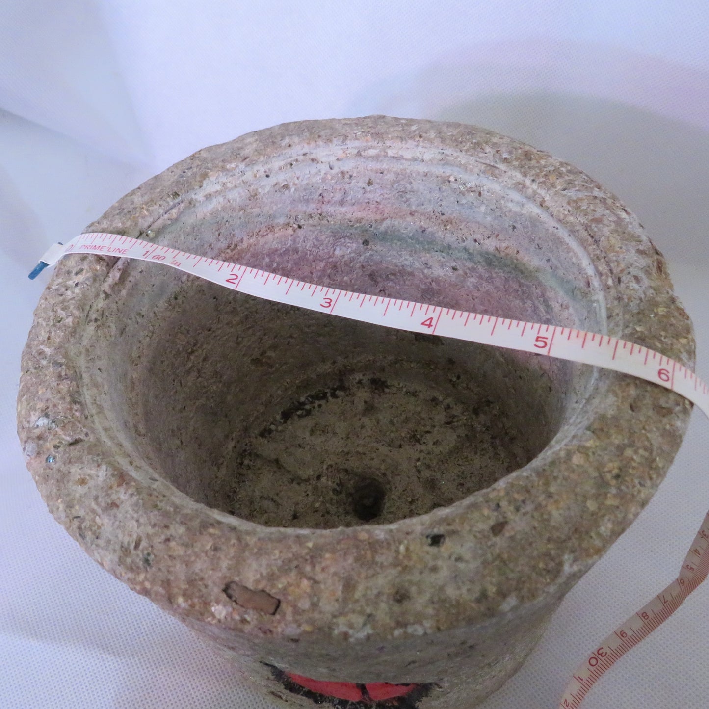 Unique Hypertufa Planter with Vintage Brick Design, Rustic 6.25 Hand-Carved Stone Pot for Plants