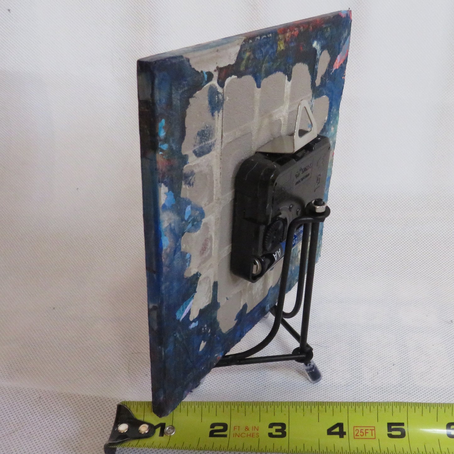 Handmade Colorado State Flag Clock, 6x6 Acrylic Pour Art, Recycled Habitat Tile, Unique Wall Decor