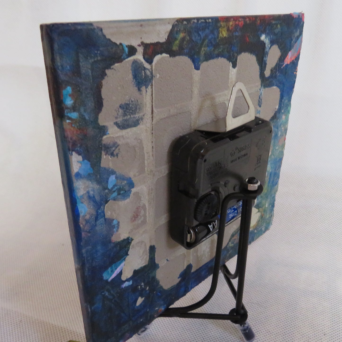 Handmade Colorado State Flag Clock, 6x6 Acrylic Pour Art, Recycled Habitat Tile, Unique Wall Decor