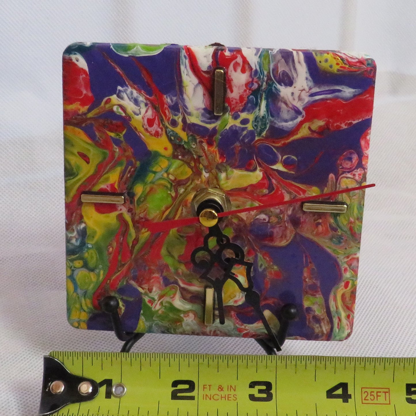 Bright Acrylic Pour Paint 4x4 Clocks Inspired by Cinco de Mayo | Unique Decor for Home Year-Round