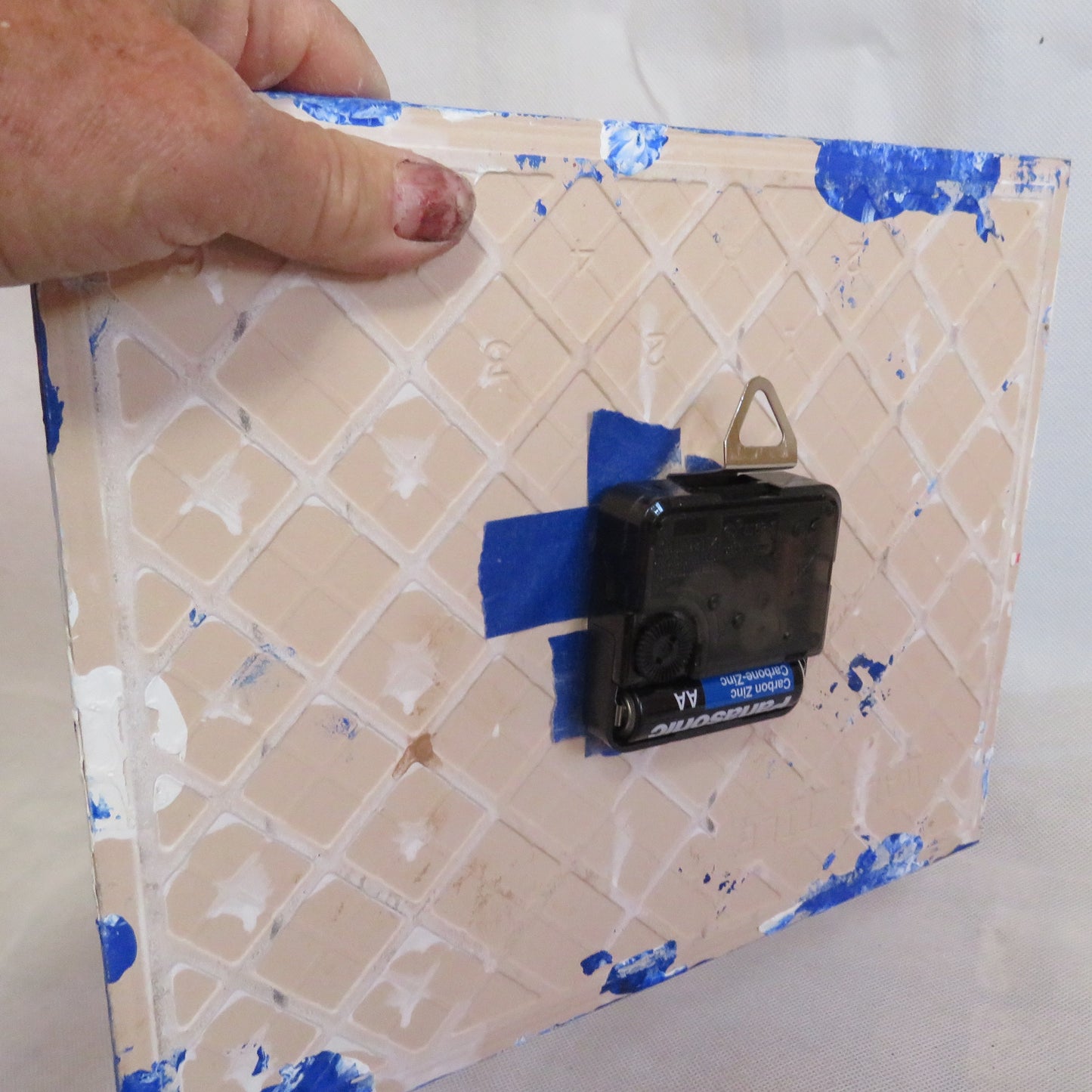 Handmade Colorado Time State Flag Pour Paint Art Clock 8x10 Recycled Tile - Eco-Friendly Home Decor