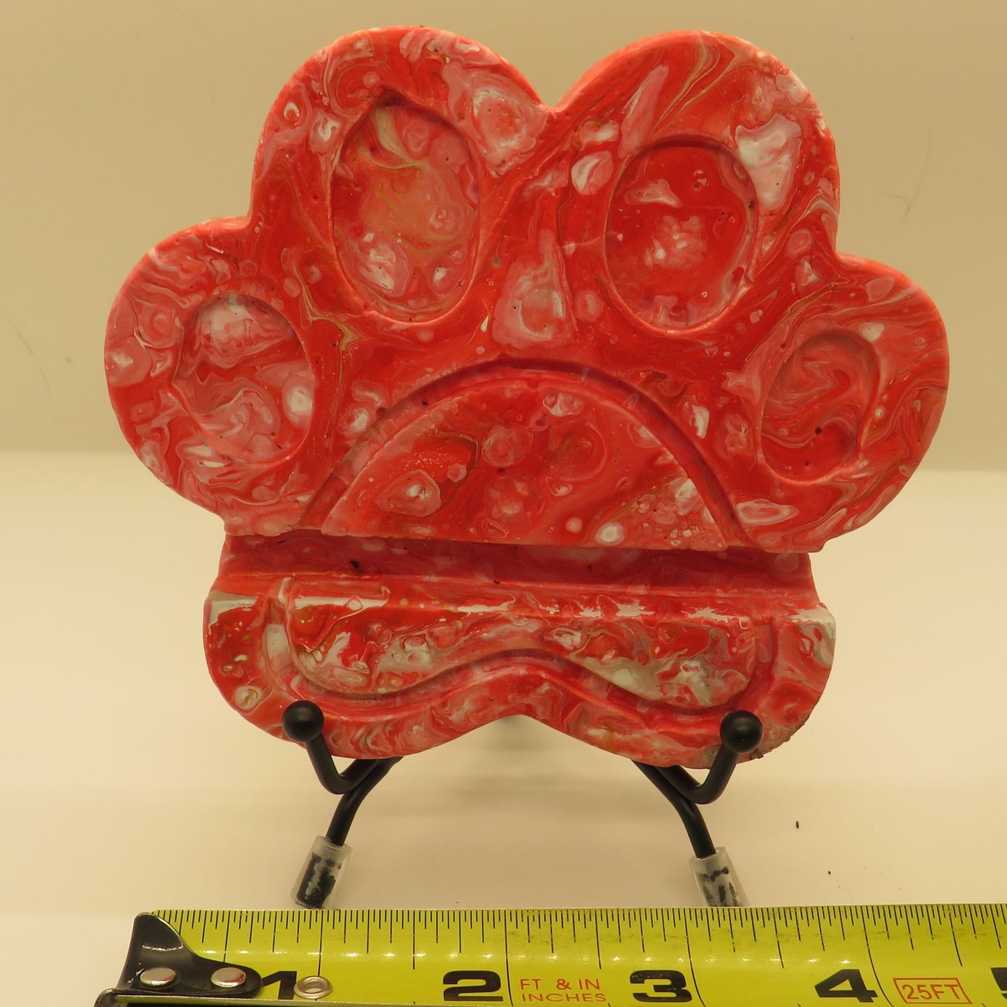 Handcrafted Paw Print Cement Phone or Card Holder - Multipurpose Desk Organizer for Pet Lovers