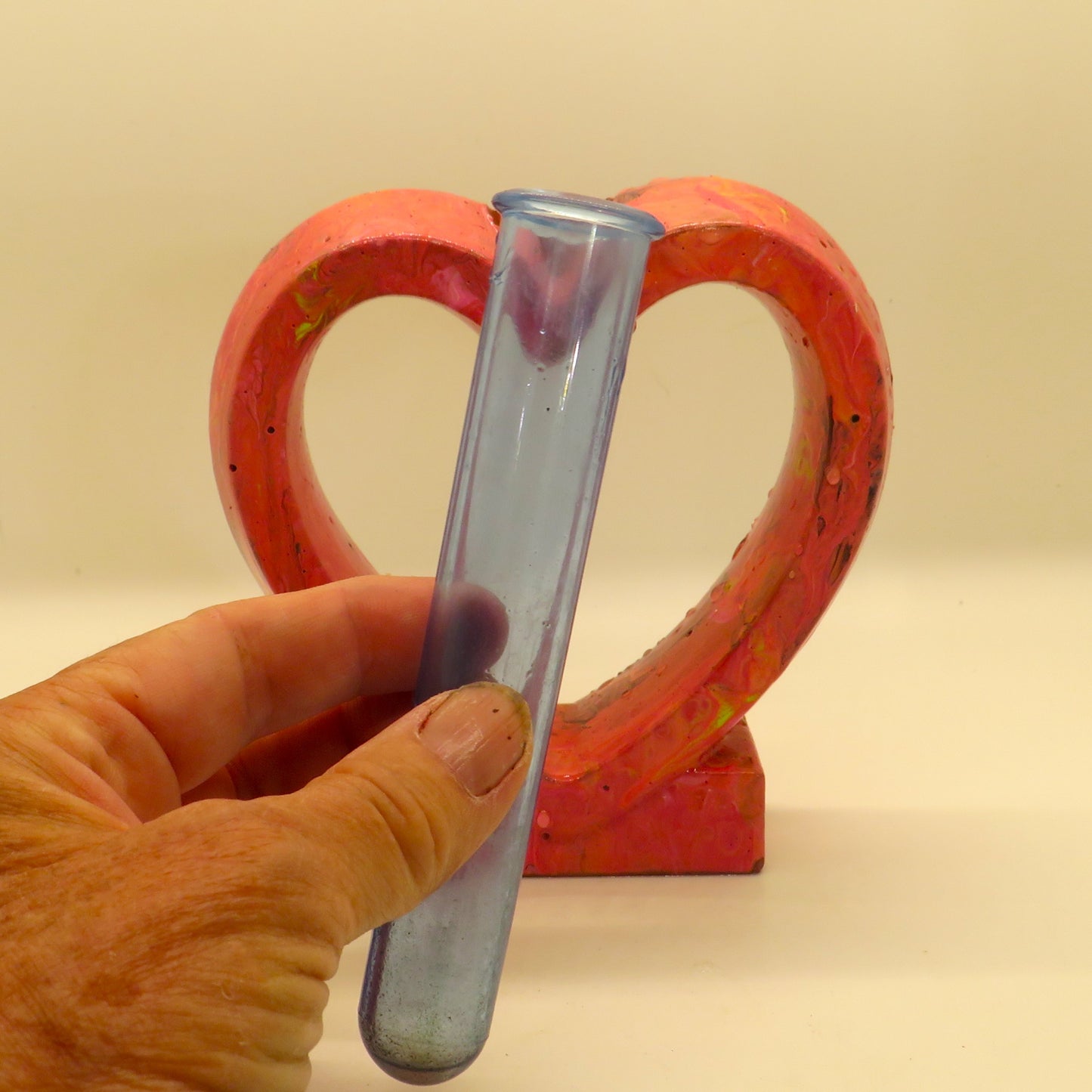 Hand-Painted Cement Heart Plant Test Tube Vase | Rooting Tube Holder | Unique Valentine's Gift for Plant Lovers