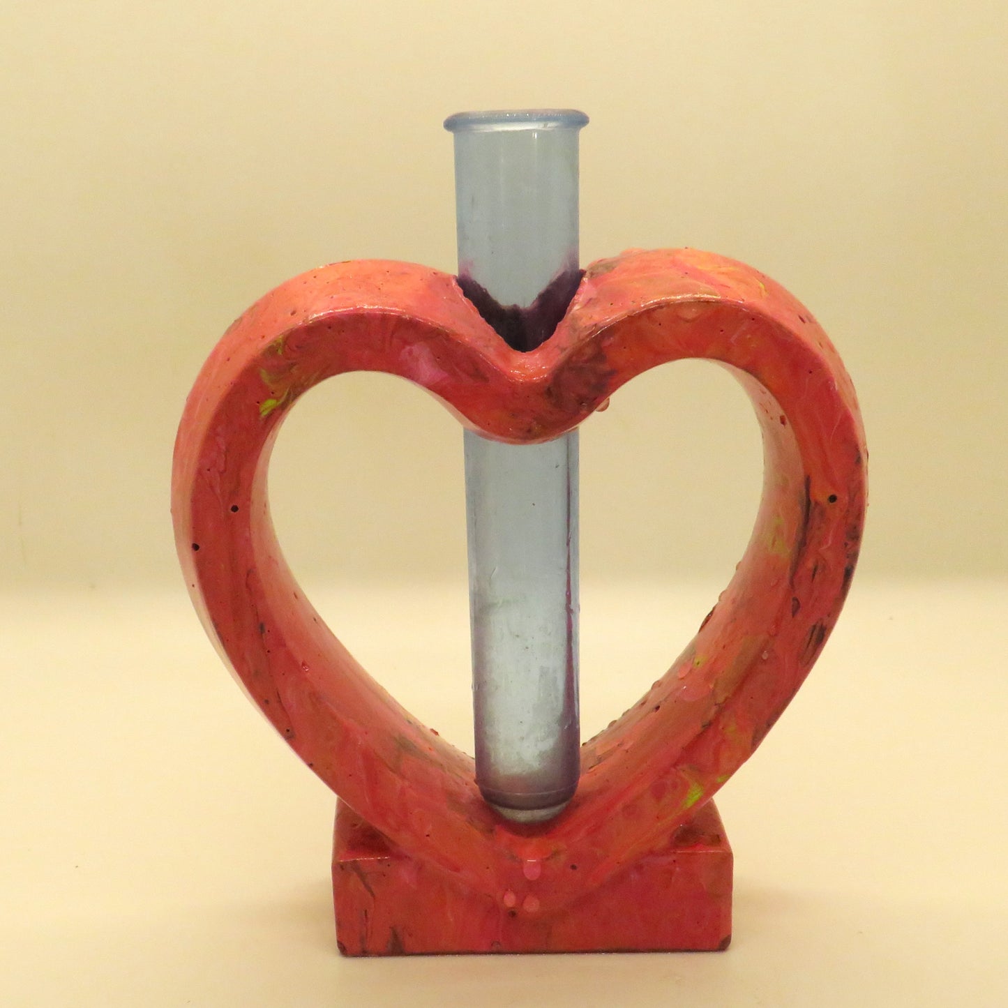Hand-Painted Cement Heart Plant Test Tube Vase | Rooting Tube Holder | Unique Valentine's Gift for Plant Lovers