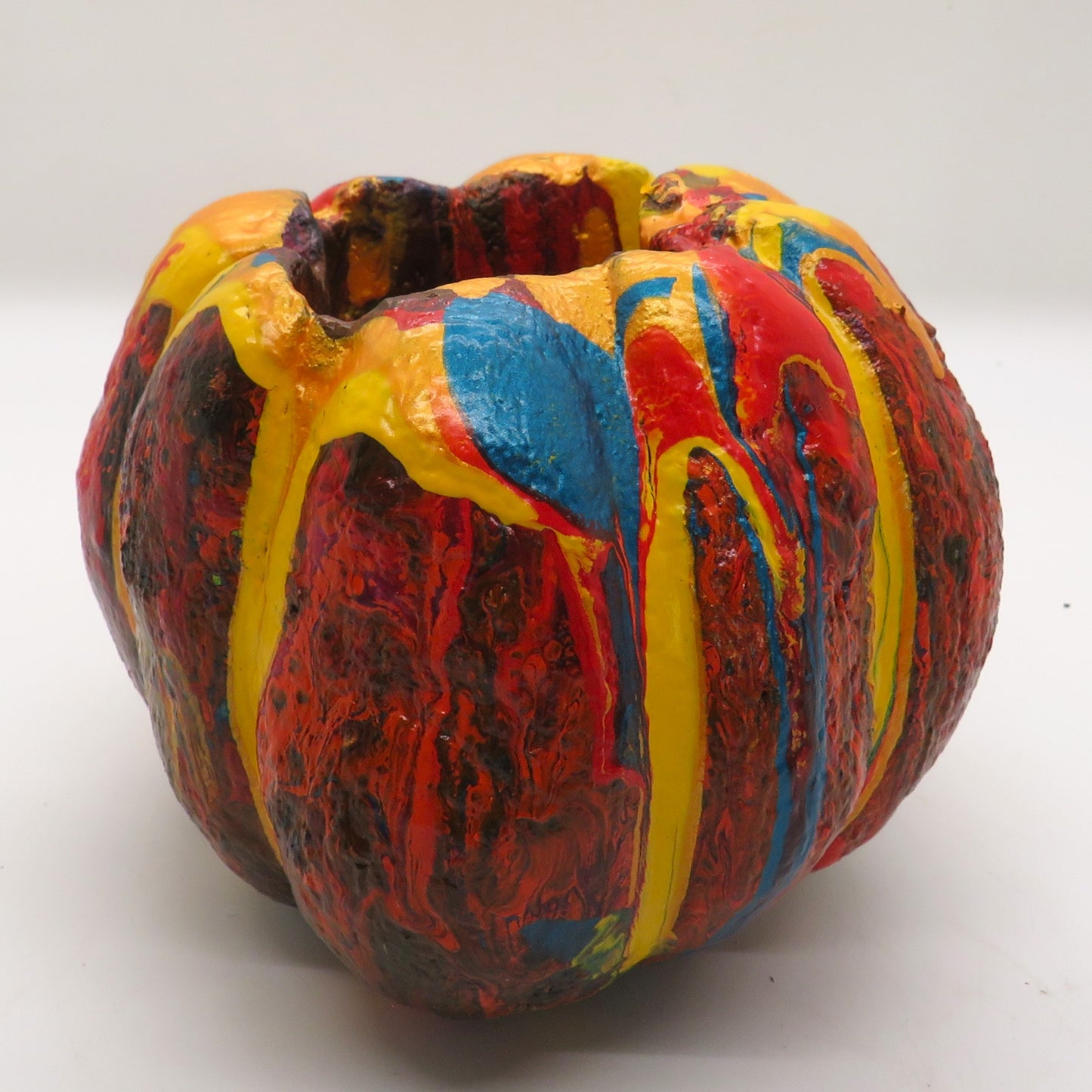 Handcrafted Burnt Orange and Yellow Mini Pumpkin Planter - Charming 3 Tall Succulent Pot