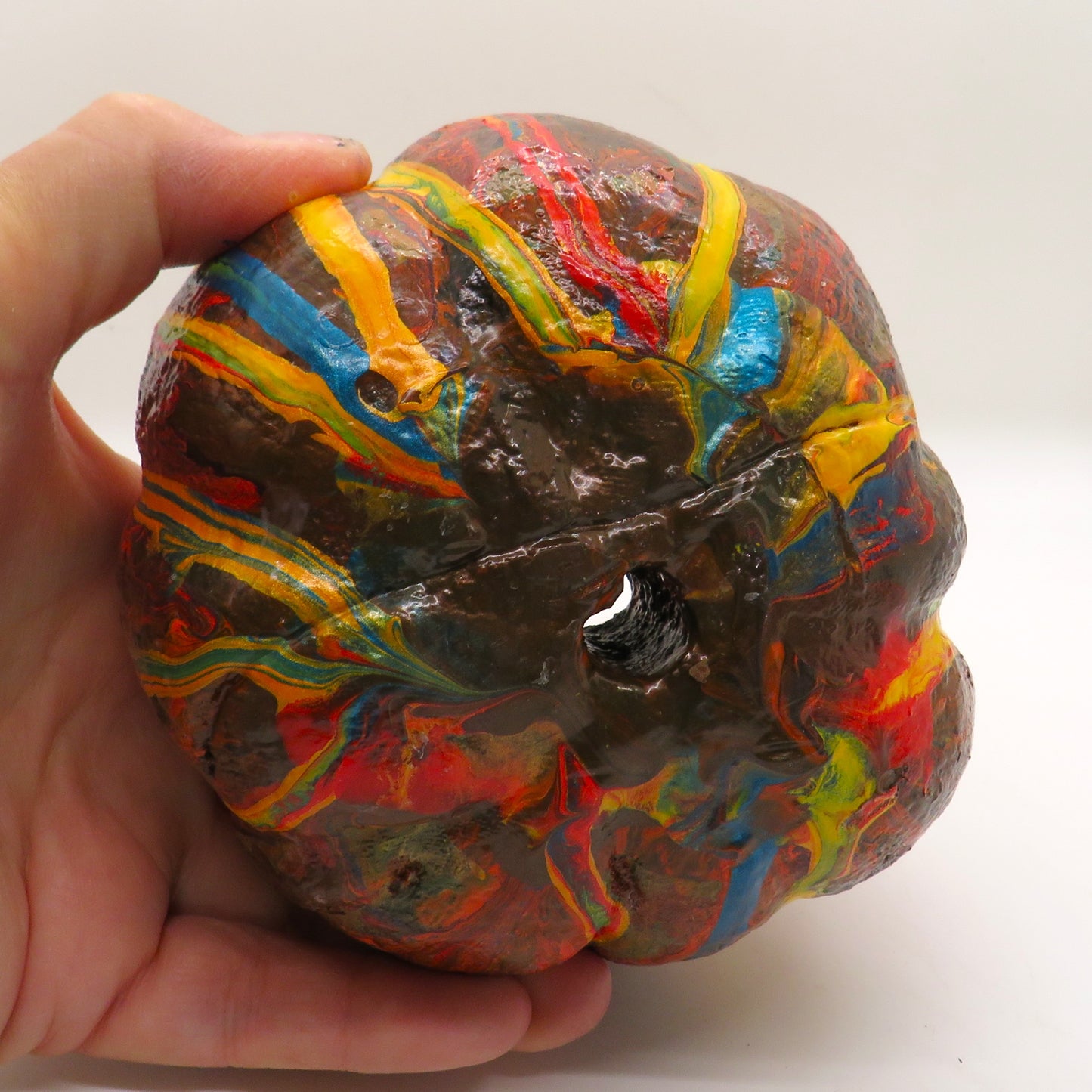 Handcrafted Burnt Orange and Yellow Mini Pumpkin Planter - Charming 3 Tall Succulent Pot