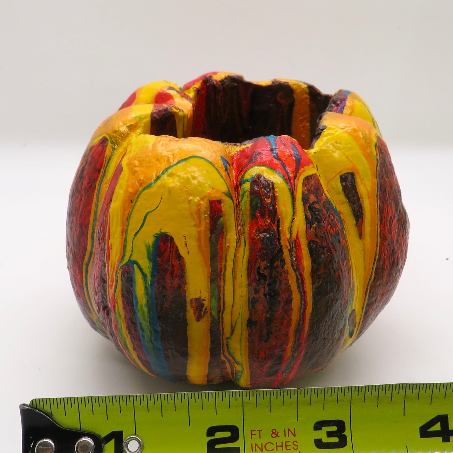 Handcrafted Burnt Orange and Yellow Mini Pumpkin Planter - Charming 3 Tall Succulent Pot