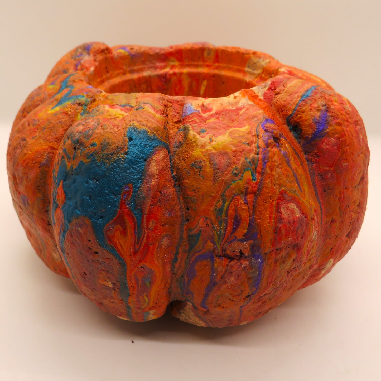 Handmade Hypertufa Pumpkin Planters for Halloween and Thanksgiving - Unique Fluid Art Decorations