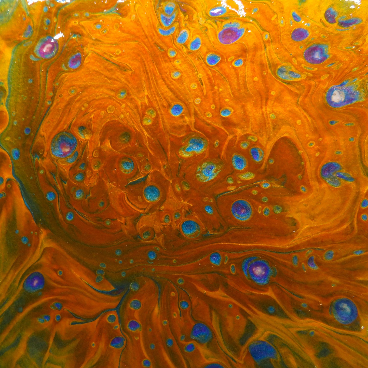 Stunning 6x6 Fluid Art Trivet or Wall Art - Recycled Porcelain Tile with Red, Purple, Blue, White Paint