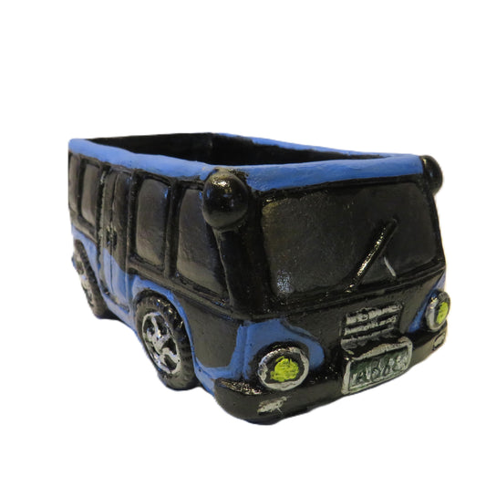 Handcrafted Blue City Transit Bus Succulent Planter with Drainage Hole and Colorado Plates