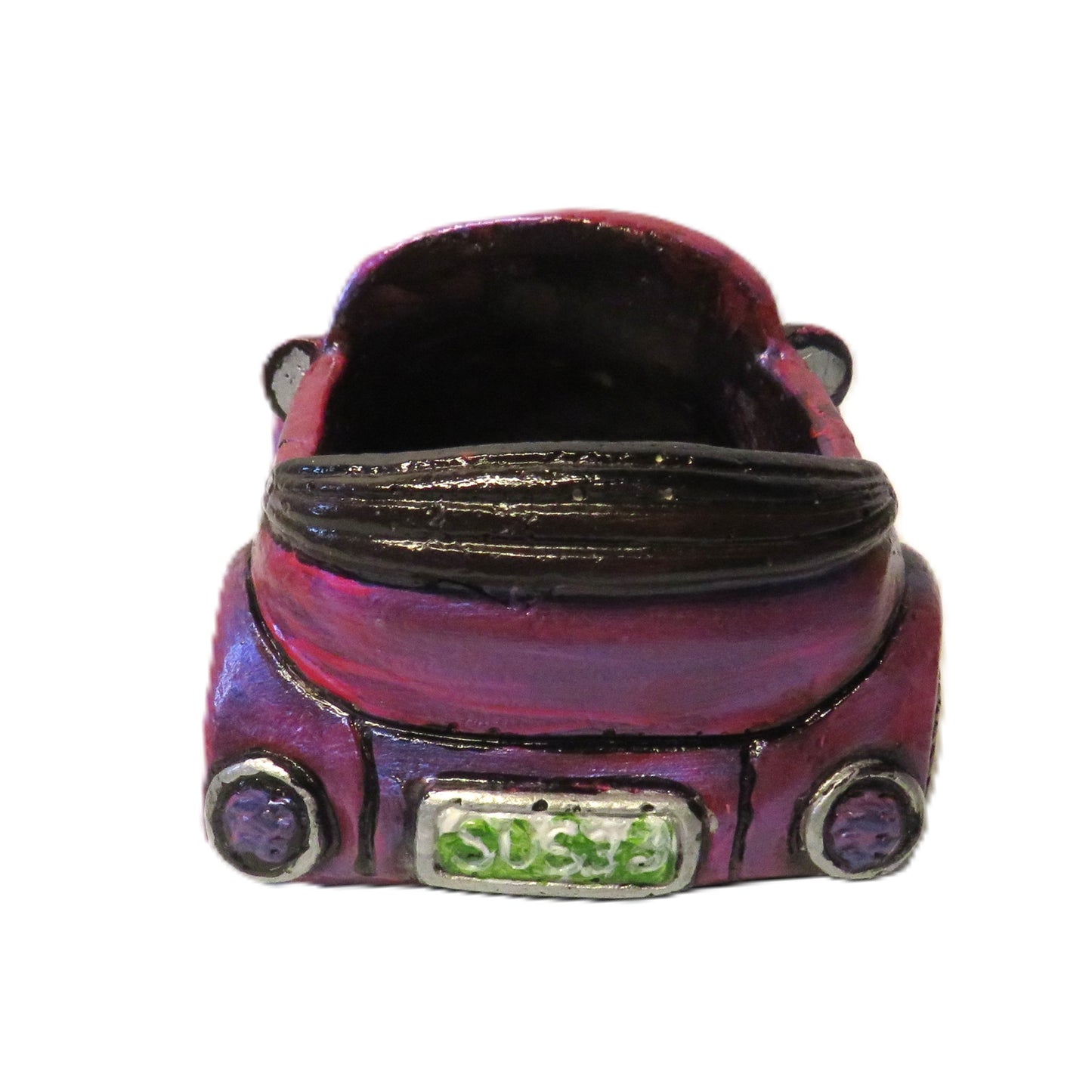 Retro Convertible Car Succulent Planter with Drain Hole, Hand Painted Cement Pot