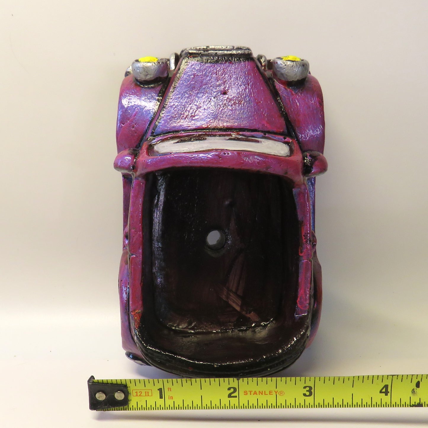 Retro Convertible Car Succulent Planter with Drain Hole, Hand Painted Cement Pot