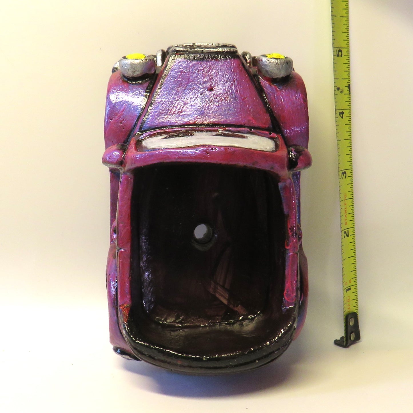 Retro Convertible Car Succulent Planter with Drain Hole, Hand Painted Cement Pot