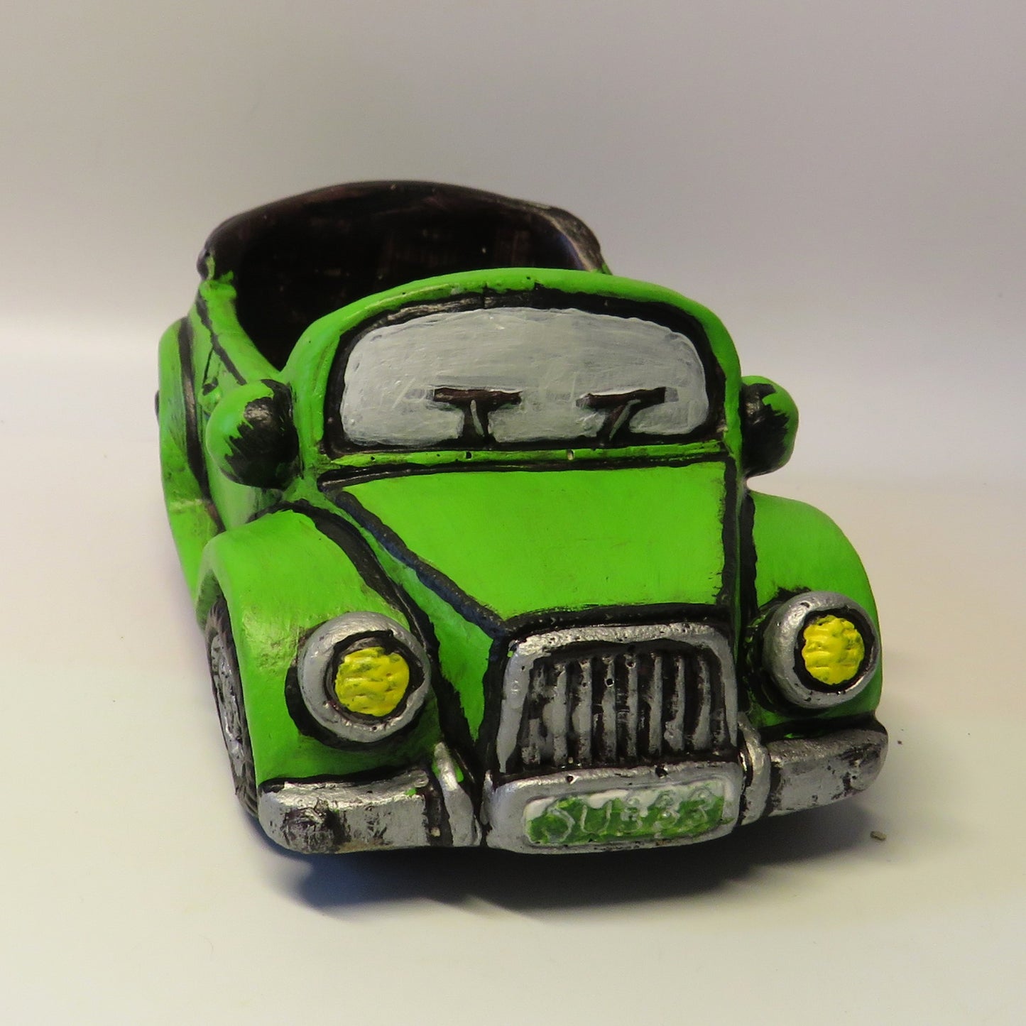 Retro Convertible Car Succulent Planter with Drain Hole, Hand Painted Cement Pot