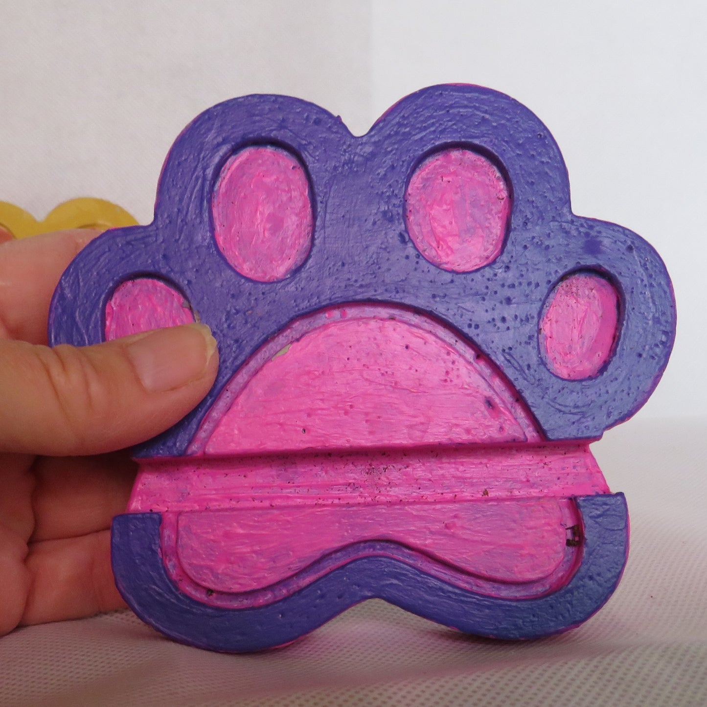 Handcrafted Paw Print Cement Phone or Card Holder - Multipurpose Desk Organizer for Pet Lovers