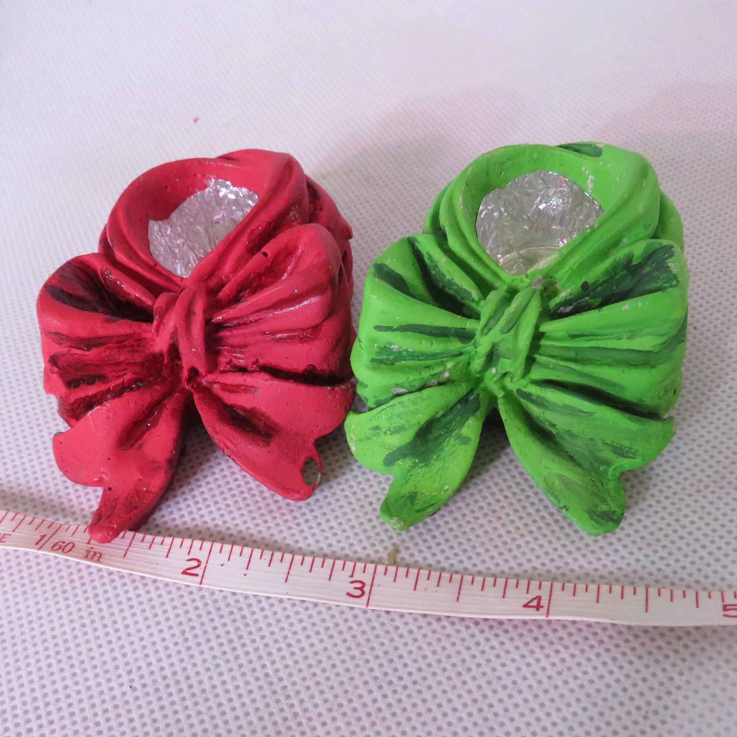 Delicate Bow Candleholders for Tapered Candles, Decor for Christmas, or Other Occasions, Handmade Cement Art