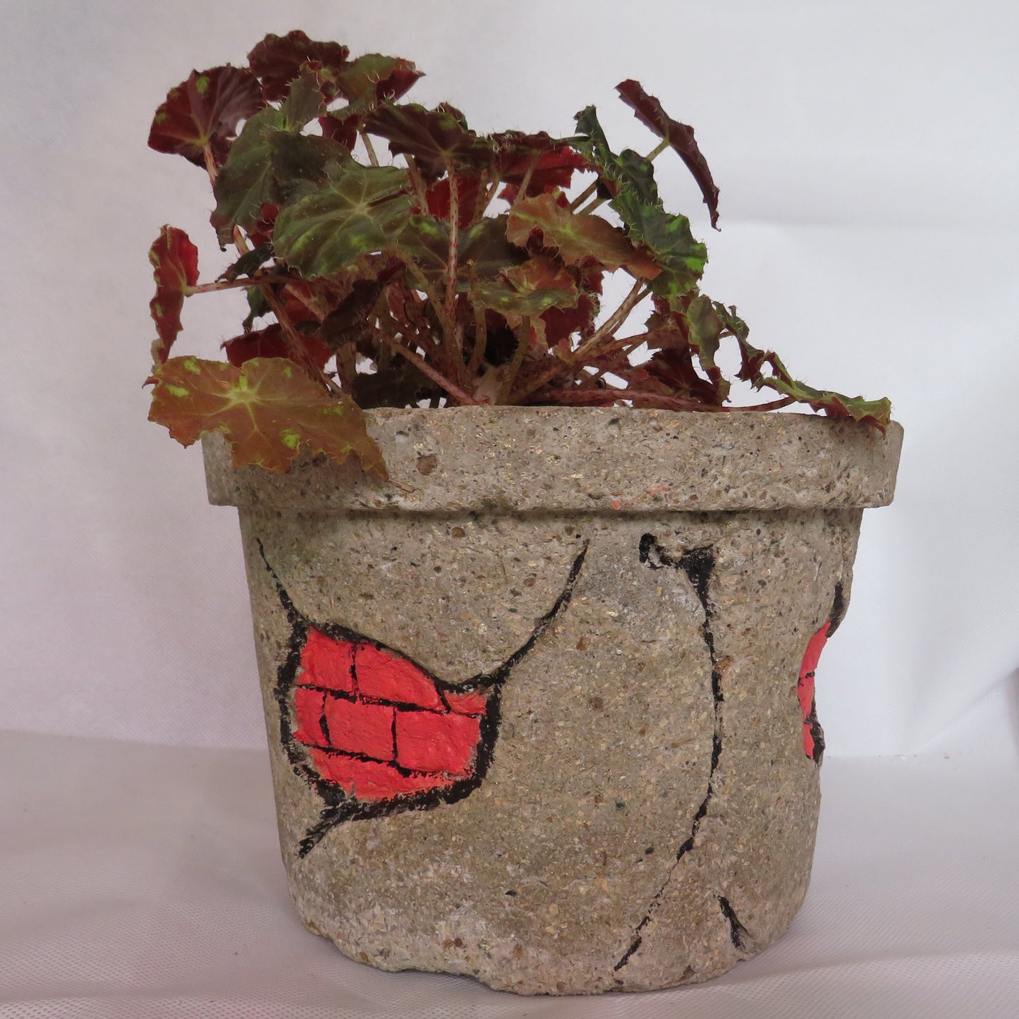Rustic Hypertufa Planter - Durable Indoor/Outdoor Carved Brick and Stucco Design