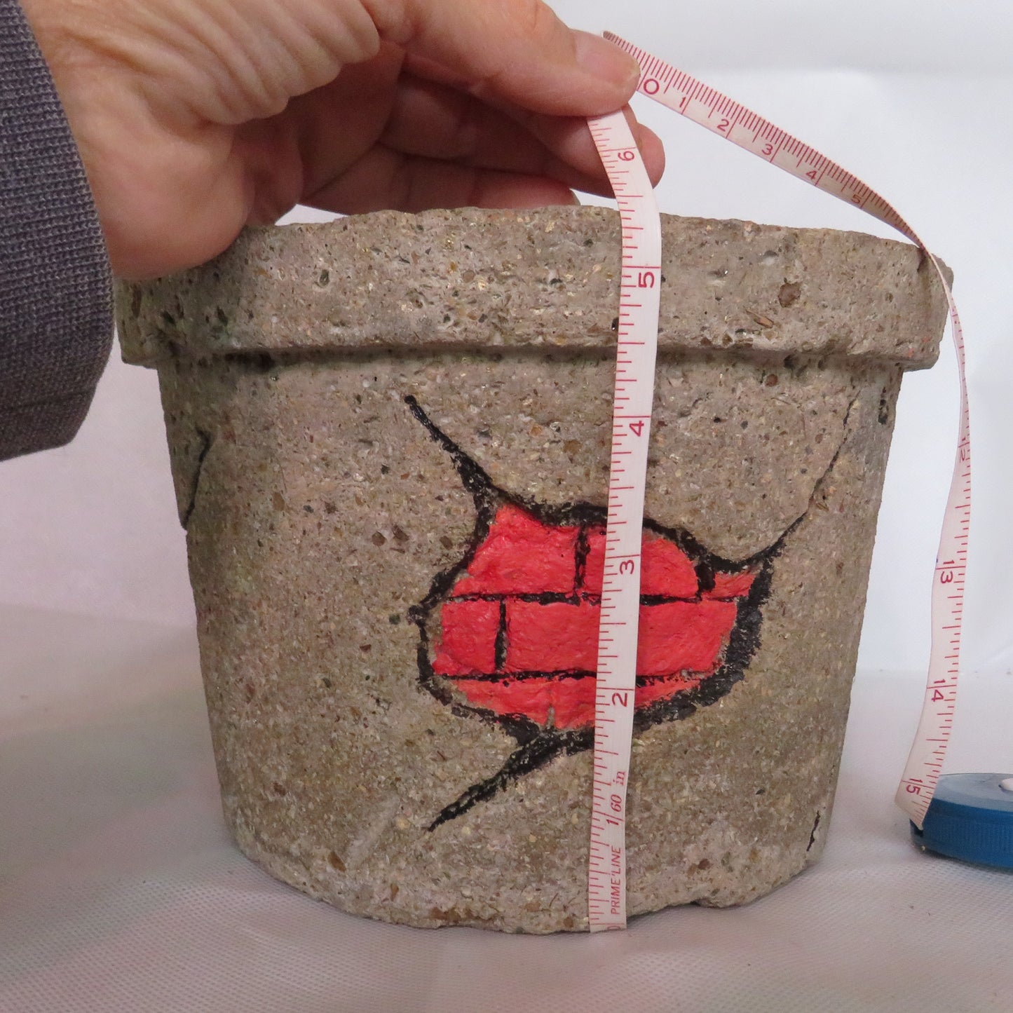 Rustic Hypertufa Planter - Durable Indoor/Outdoor Carved Brick and Stucco Design