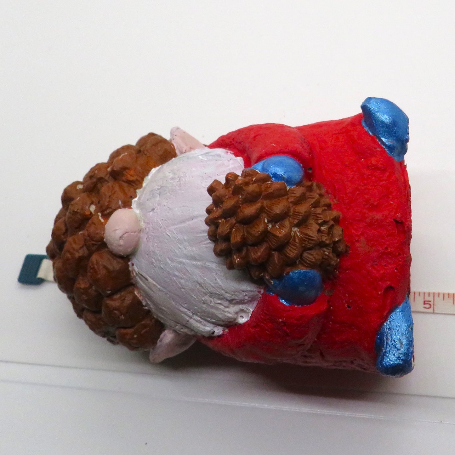 Handcrafted Christmas Gnome Figurine with Pinecone Hat, Cement Garden Elf - Customizable Colors