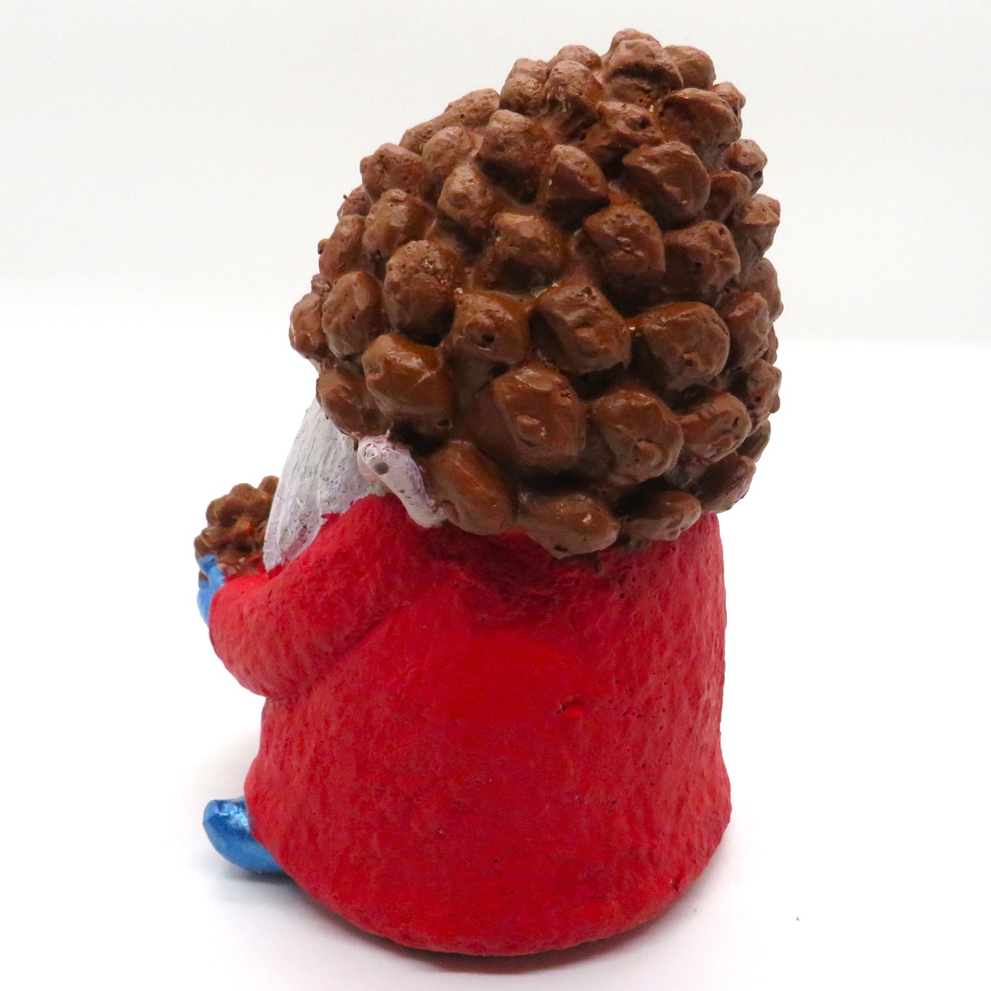 Handcrafted Christmas Gnome Figurine with Pinecone Hat, Cement Garden Elf - Customizable Colors