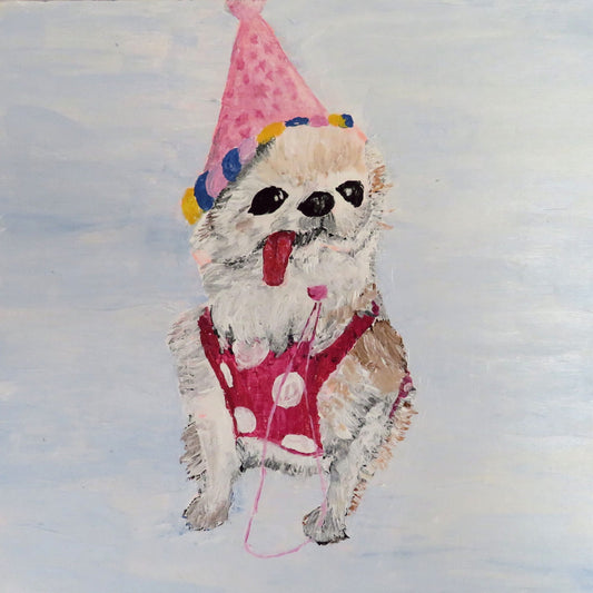 Charming Chihuahua Birthday Party 8x8 Print - Festive Pup Wall Art, Dog Lover Gift Idea