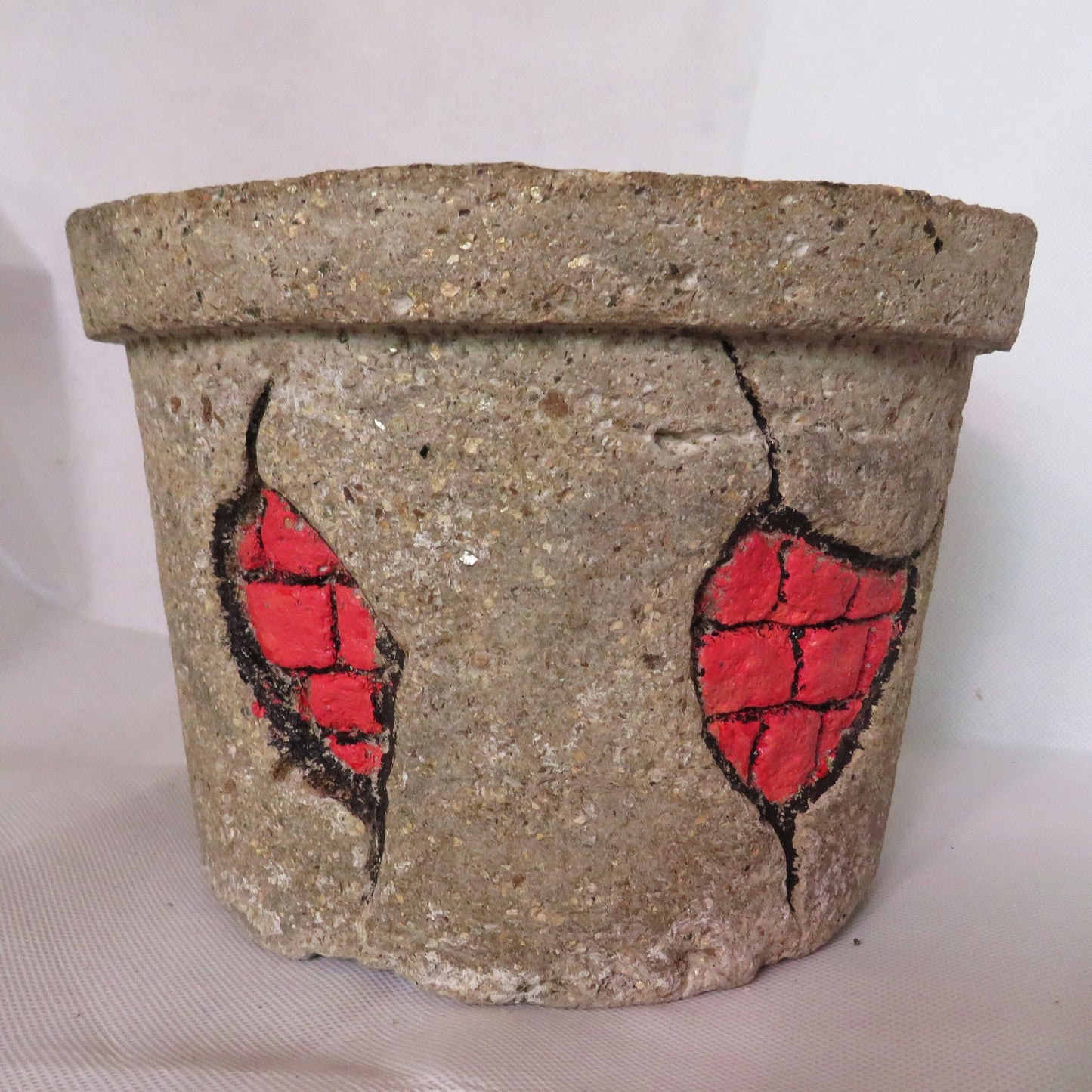 Rustic Hypertufa Planter - Durable Indoor/Outdoor Carved Brick and Stucco Design