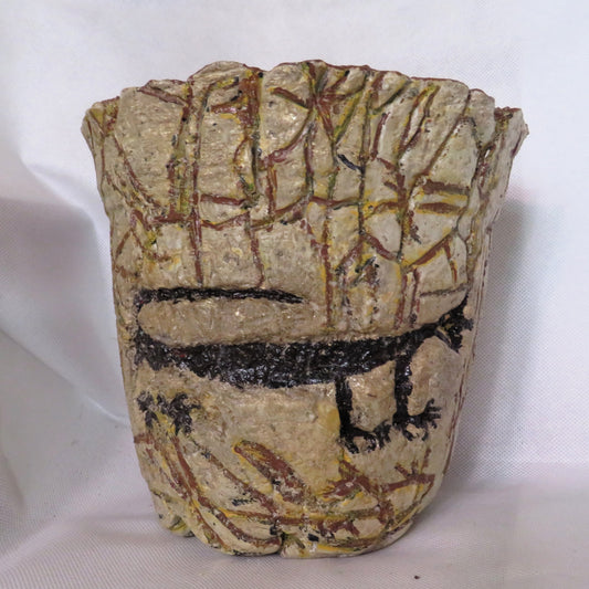 Unique 7 Inch Hypertufa Cat Petroglyph Planter - Indoor/Outdoor Native American Art