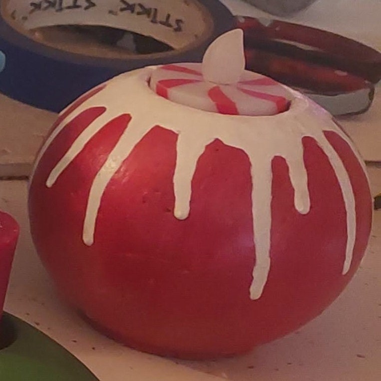 Handmade Winter Charm Candle Holder - Cement Sphere with Snow Accents, Includes Peppermint Tealight