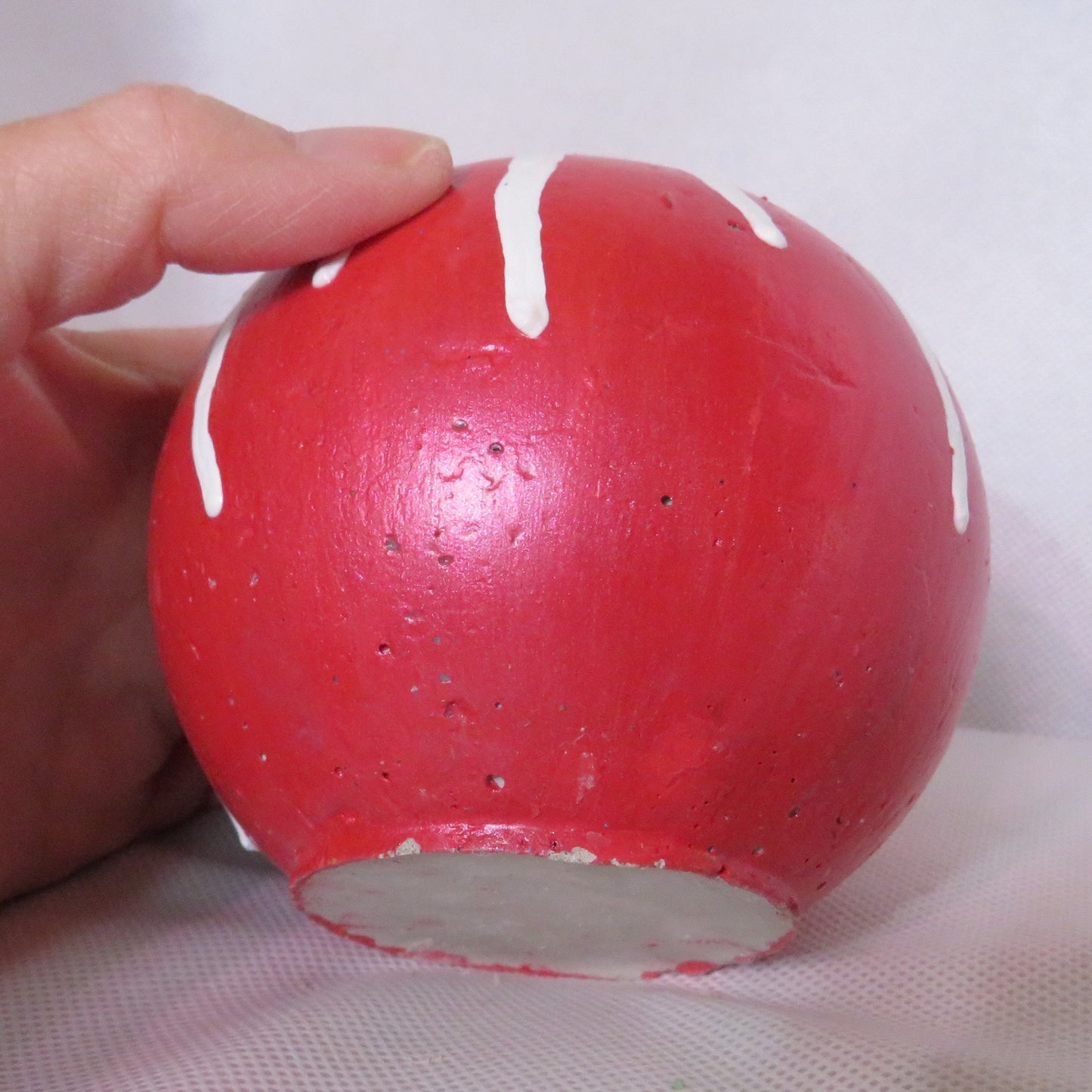 Handmade Winter Charm Candle Holder - Cement Sphere with Snow Accents, Includes Peppermint Tealight