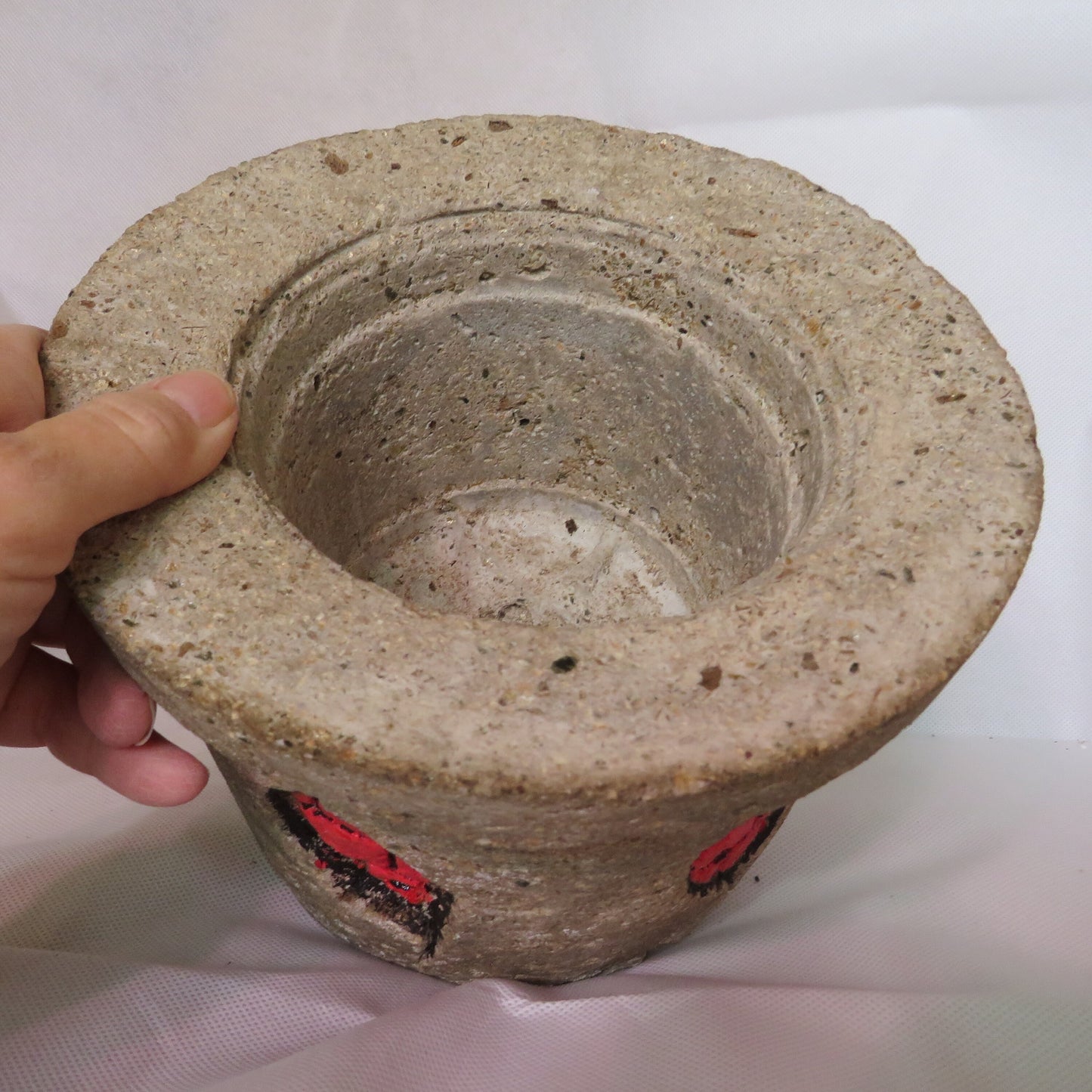 Rustic Hypertufa Planter - Durable Indoor/Outdoor Carved Brick and Stucco Design