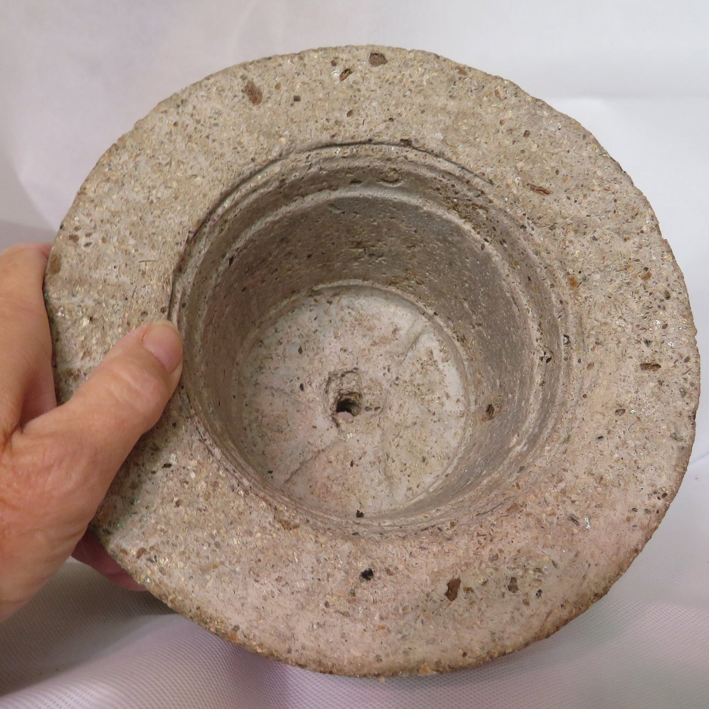 Rustic Hypertufa Planter - Durable Indoor/Outdoor Carved Brick and Stucco Design