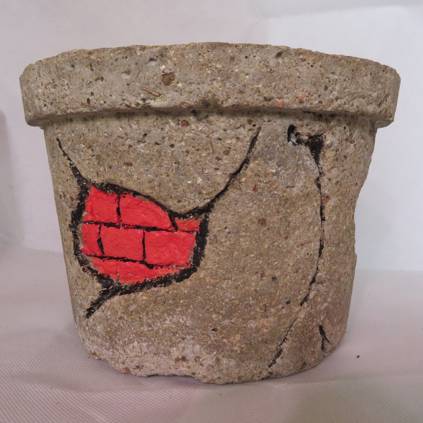 Rustic Hypertufa Planter - Durable Indoor/Outdoor Carved Brick and Stucco Design