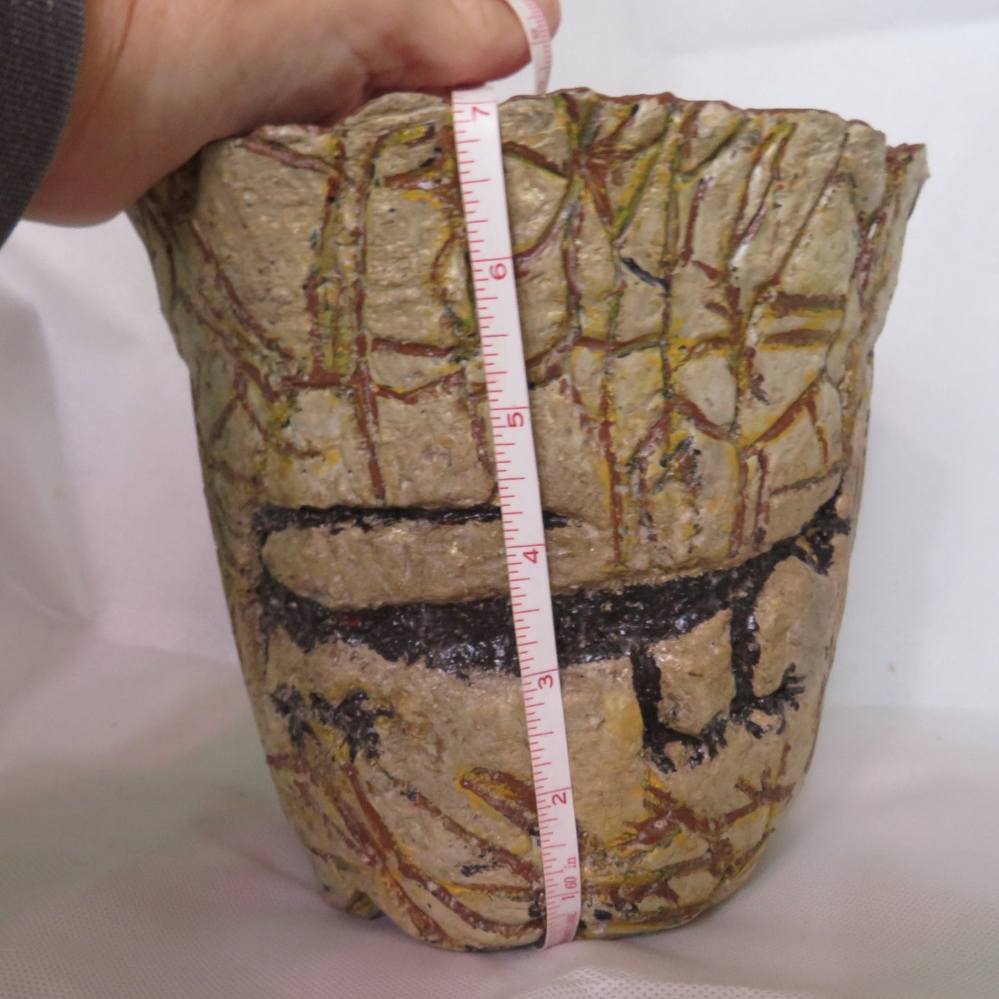 Unique 7 Inch Hypertufa Cat Petroglyph Planter - Indoor/Outdoor Native American Art