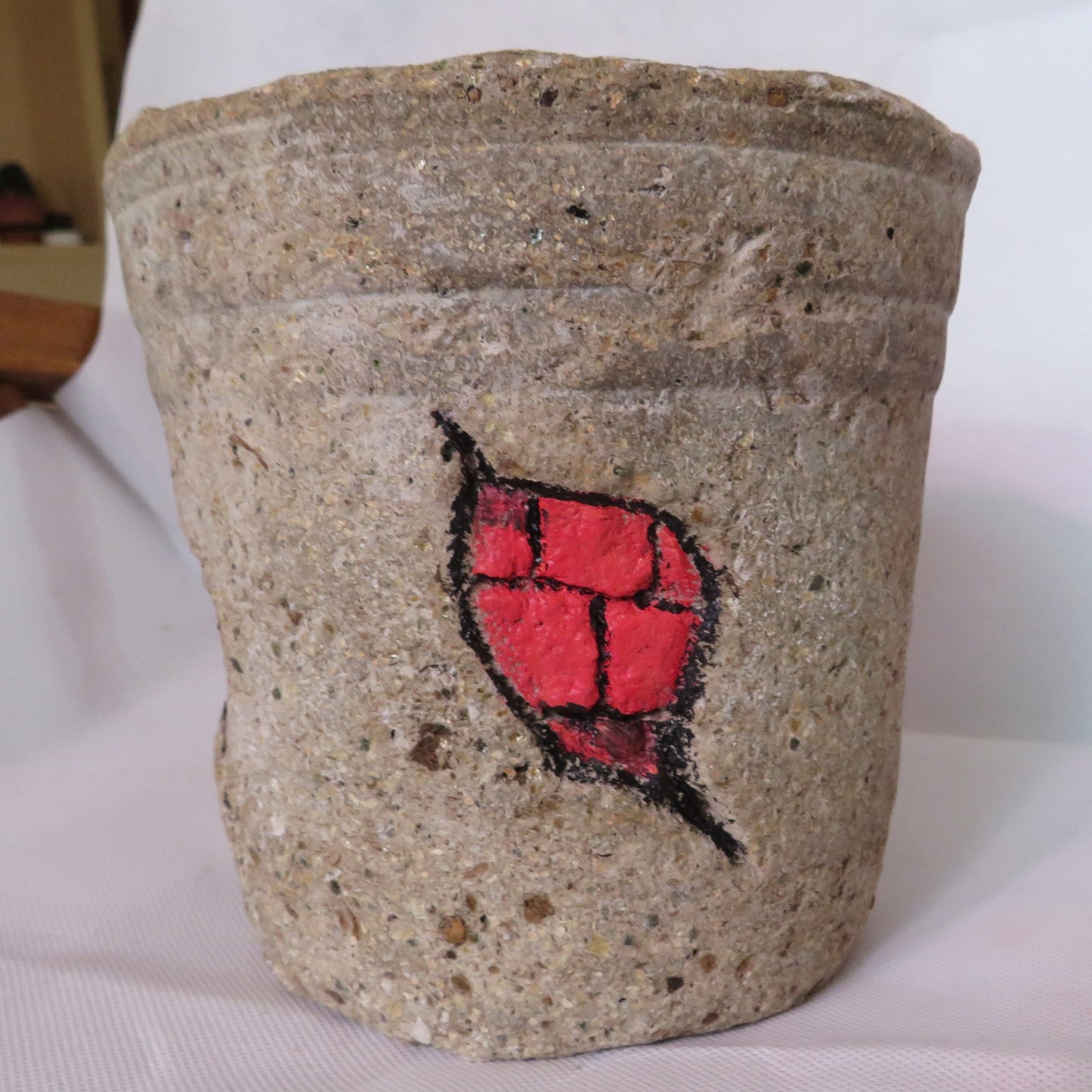 Unique Hypertufa Planter with Vintage Brick Design, Rustic 6.25 Hand-Carved Stone Pot for Plants