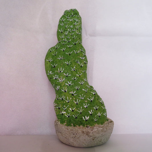 Handcrafted Hypertufa Prickly Pear Cactus Sculpture for Garden Decor