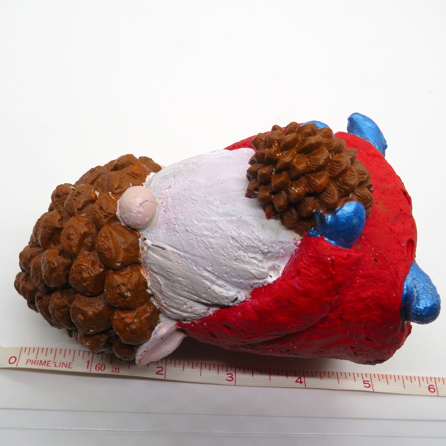 Handcrafted Christmas Gnome Figurine with Pinecone Hat, Cement Garden Elf - Customizable Colors