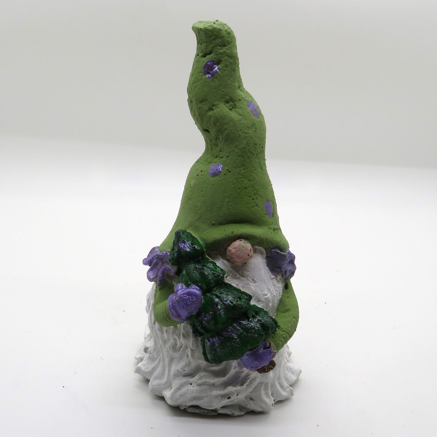 Gnome figurine with Christmas tree, handmade, hand-painted, garden gnome 5.5 inches tall
