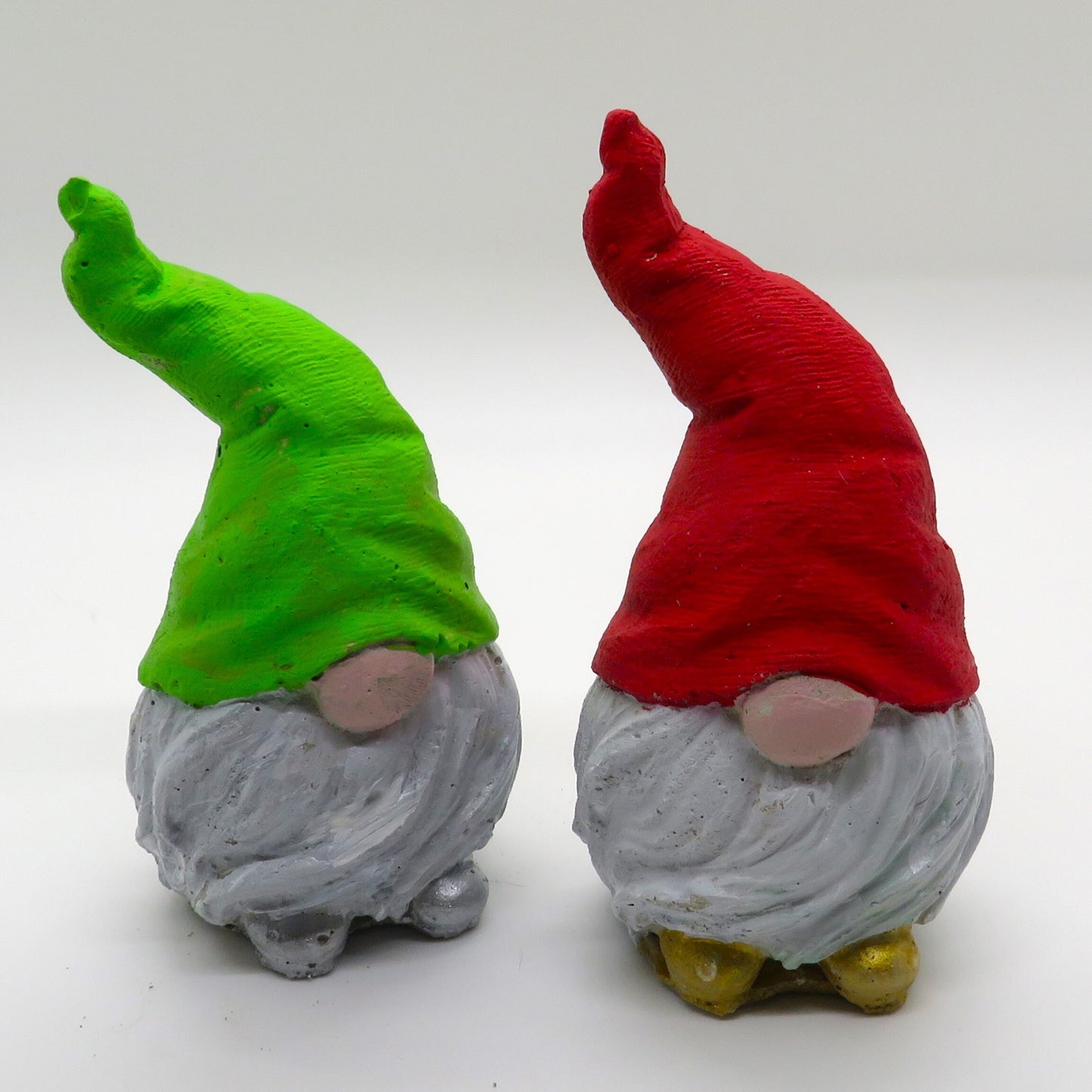 Miniature gnome with pointed hat and long beard: Holiday, home, office, or garden decor. Handmade cement statue.