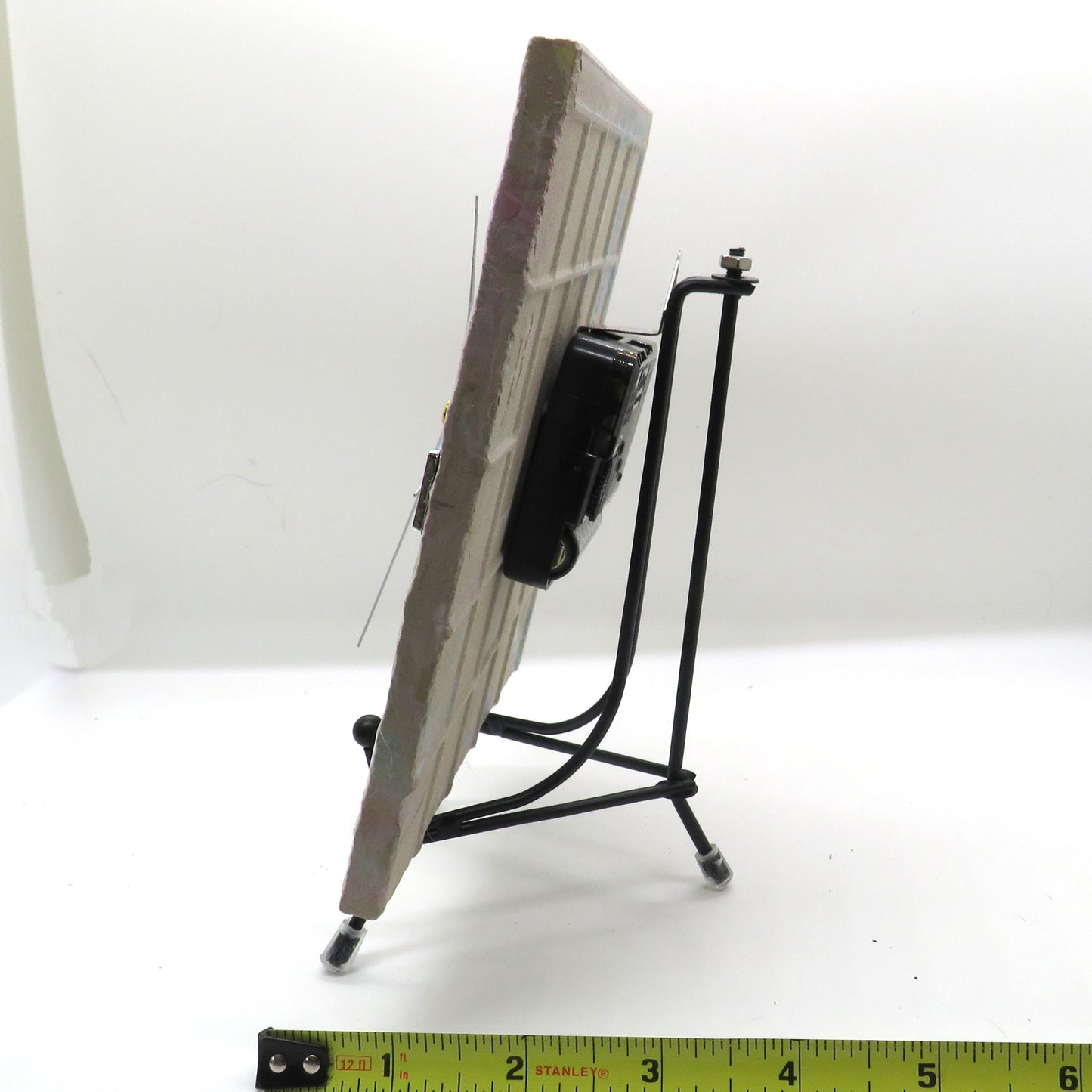 Unique Handcrafted 6x6 Acrylic Pour Tile Clock with Gold Accents, Pastel Wall Decor