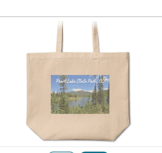 Gusseted Cotton Tote Bag with Scenic Pearl Lake State Park Photo – Eco-Friendly and Durable Handmade Bag