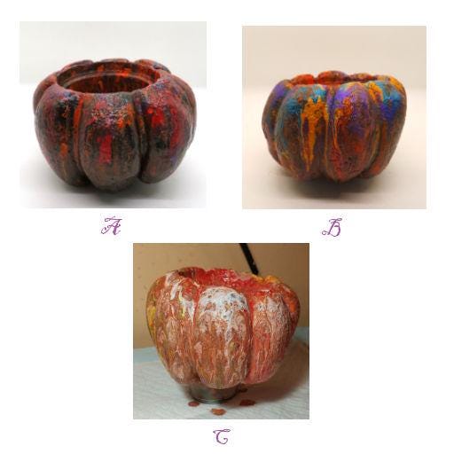 Stunning Handmade Fluid Art Pumpkin Planter - Unique Hypertufa Decor for Fall, Halloween, Thanksgiving