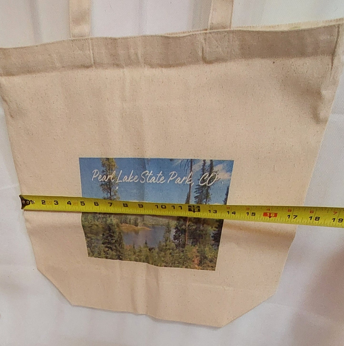 Gusseted Cotton Tote Bag with Scenic Pearl Lake State Park Photo – Eco-Friendly and Durable Handmade Bag