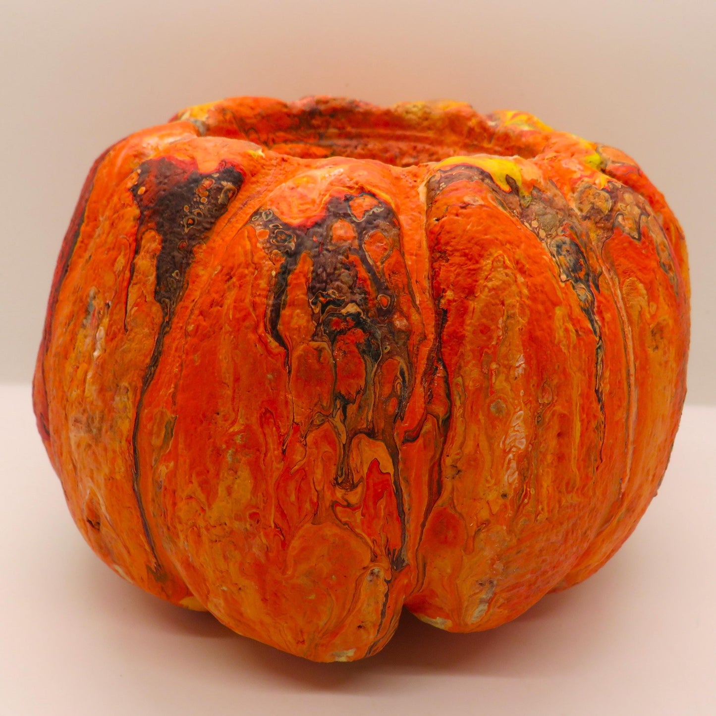 Handmade Hypertufa Pumpkin Planters for Halloween and Thanksgiving - Unique Fluid Art Decorations